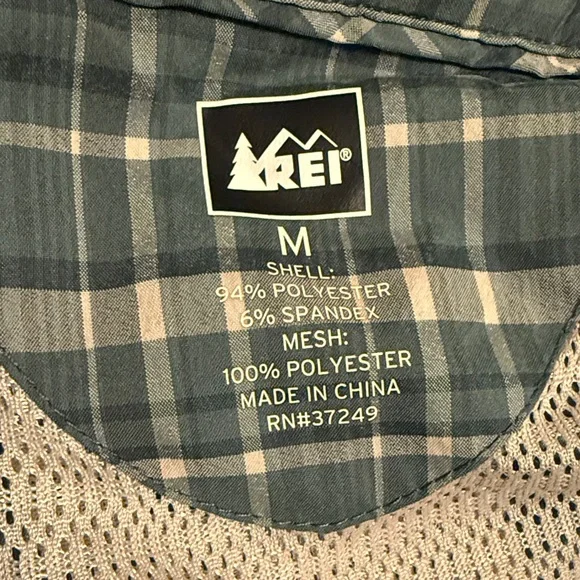 REI Green Plaid Long Sleeve Button Up Shirt - Picture 2 of 7